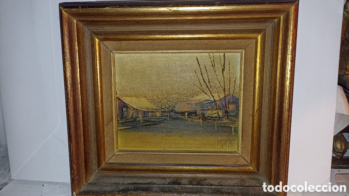Arte: Cuadro al &oacute;leo vintage firmado &rdquo;d'Anvers&rdquo; - Paisaje rural.24/22 cm