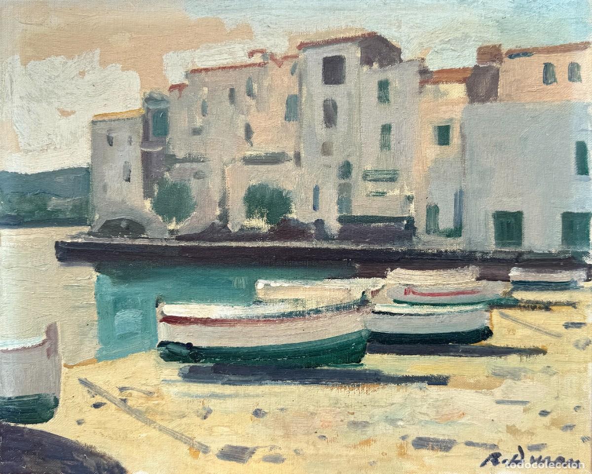 Arte: Rafael Dur&aacute;n Benet &ndash; Cadaqu&eacute;s, Costa Brava, puerto mediterr&aacute;neo con barcas &oacute;leo