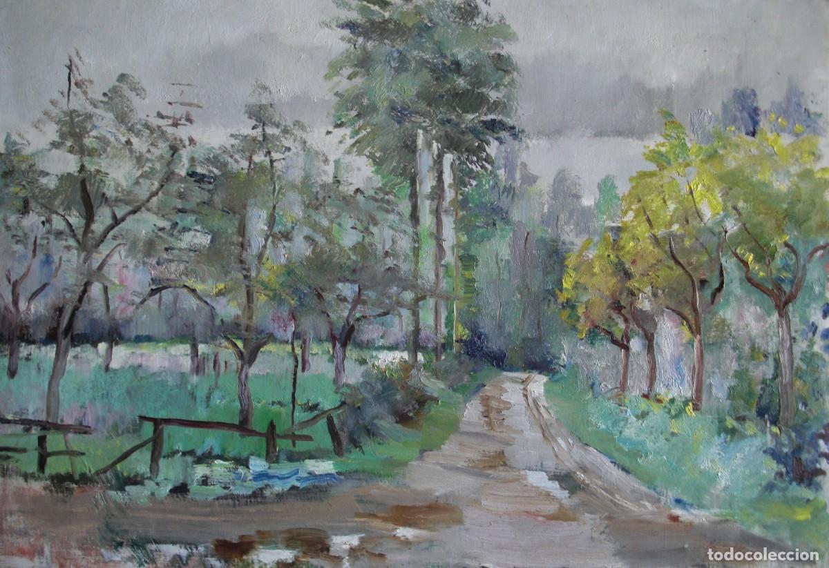 Arte: Escuela catalana, &oacute;leo/lienzo 61 x 46 cm. Paisaje. Con marco.