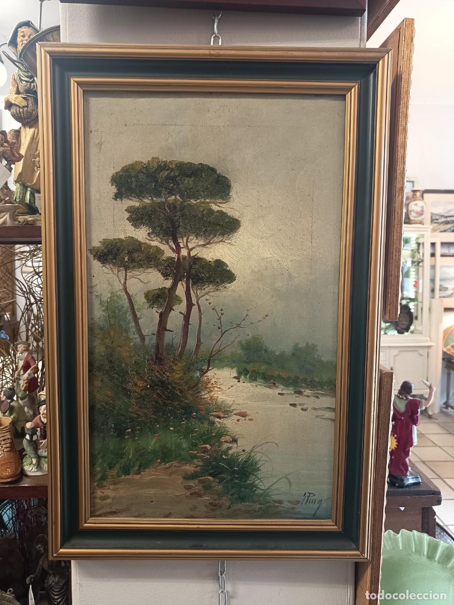 Arte: Antiguo &oacute;leo sobre lienzo J. Puig