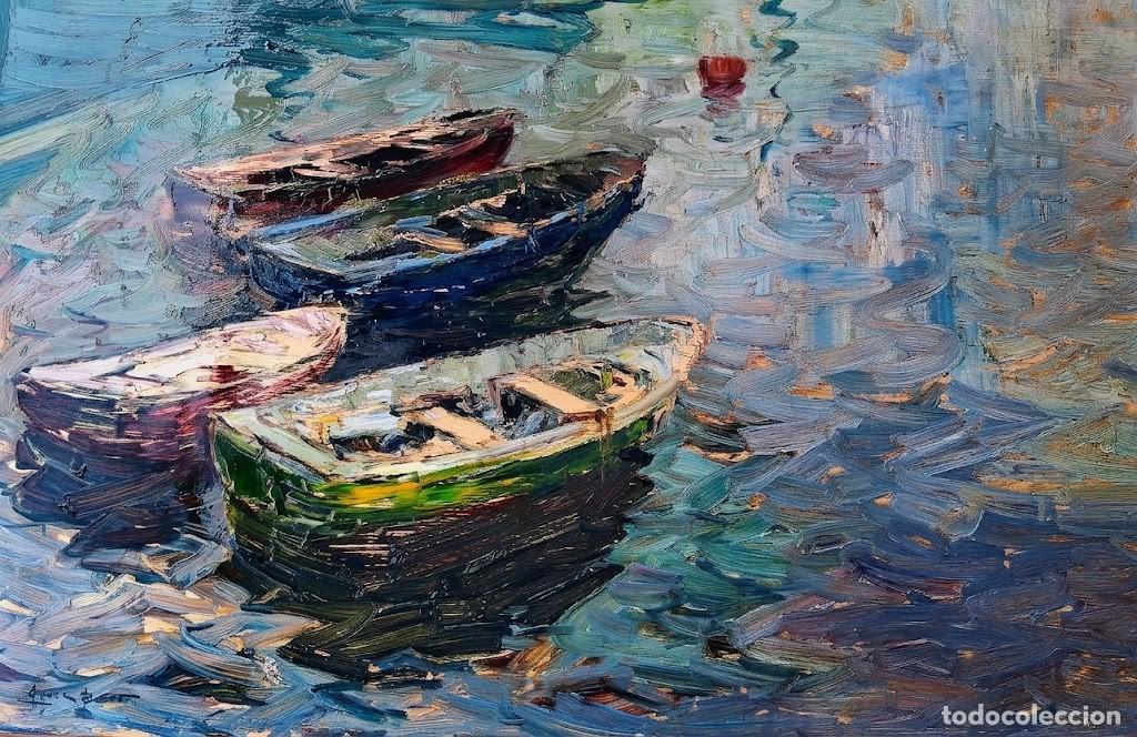 Arte: LUIS GINER BUENO (Godella,1935-2000) &rdquo;Barcas varadas&rdquo; &oacute;leo sobre t&aacute;blex (49 x 69.5)