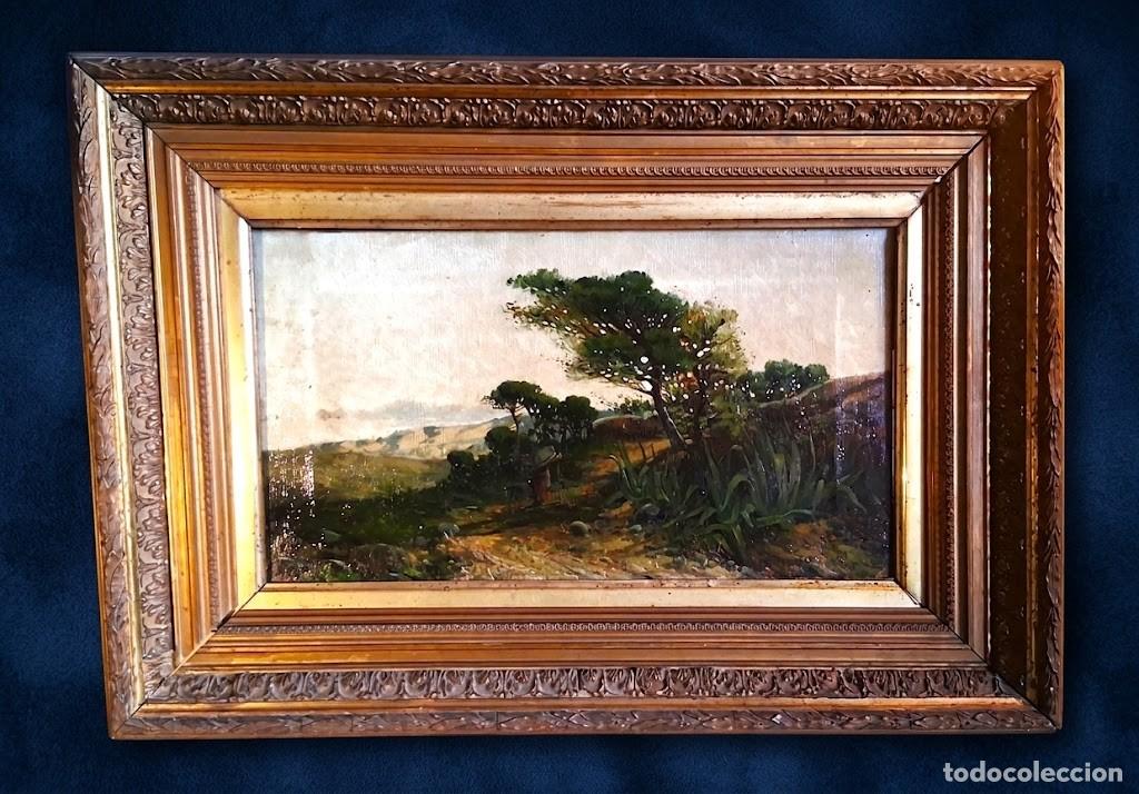 Arte: Enrique Saborit Arosa (Valencia,1869-La Coru&ntilde;a,1928) &rdquo;Paisaje con figura&rdquo; &oacute;leo sobre lienzo 30 x 50