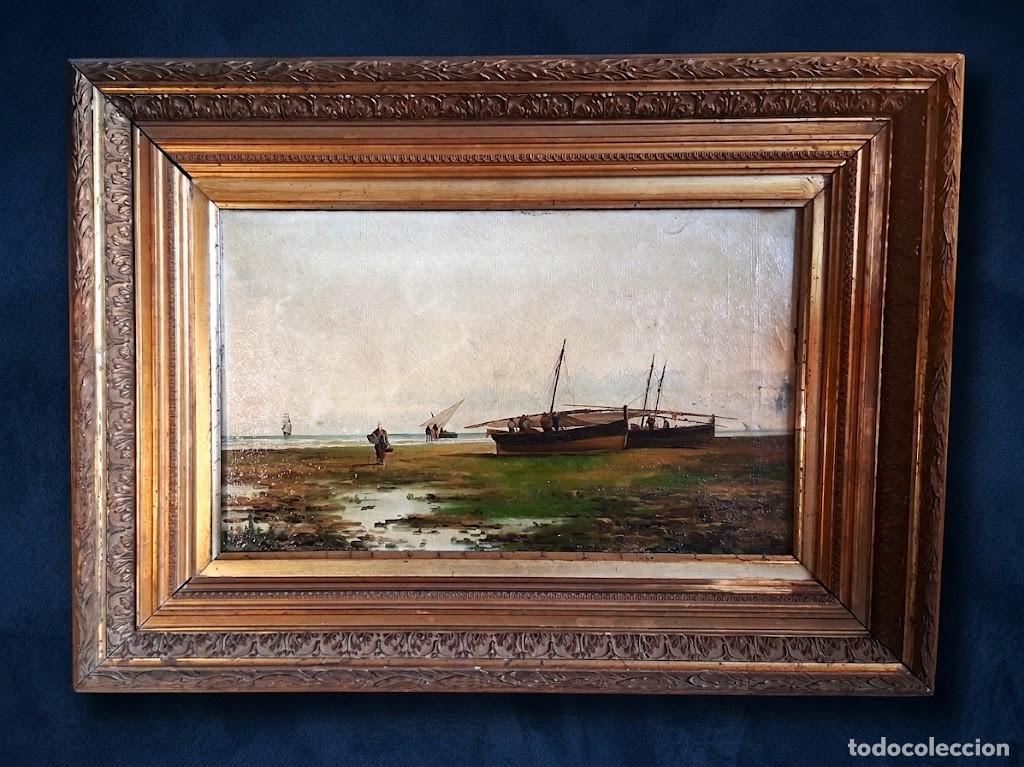 Arte: Enrique Saborit Arosa (Valencia,1869-La Coru&ntilde;a,1928) &rdquo;Playa con pescadora&rdquo; &oacute;leo sobre lienzo 30 x 50