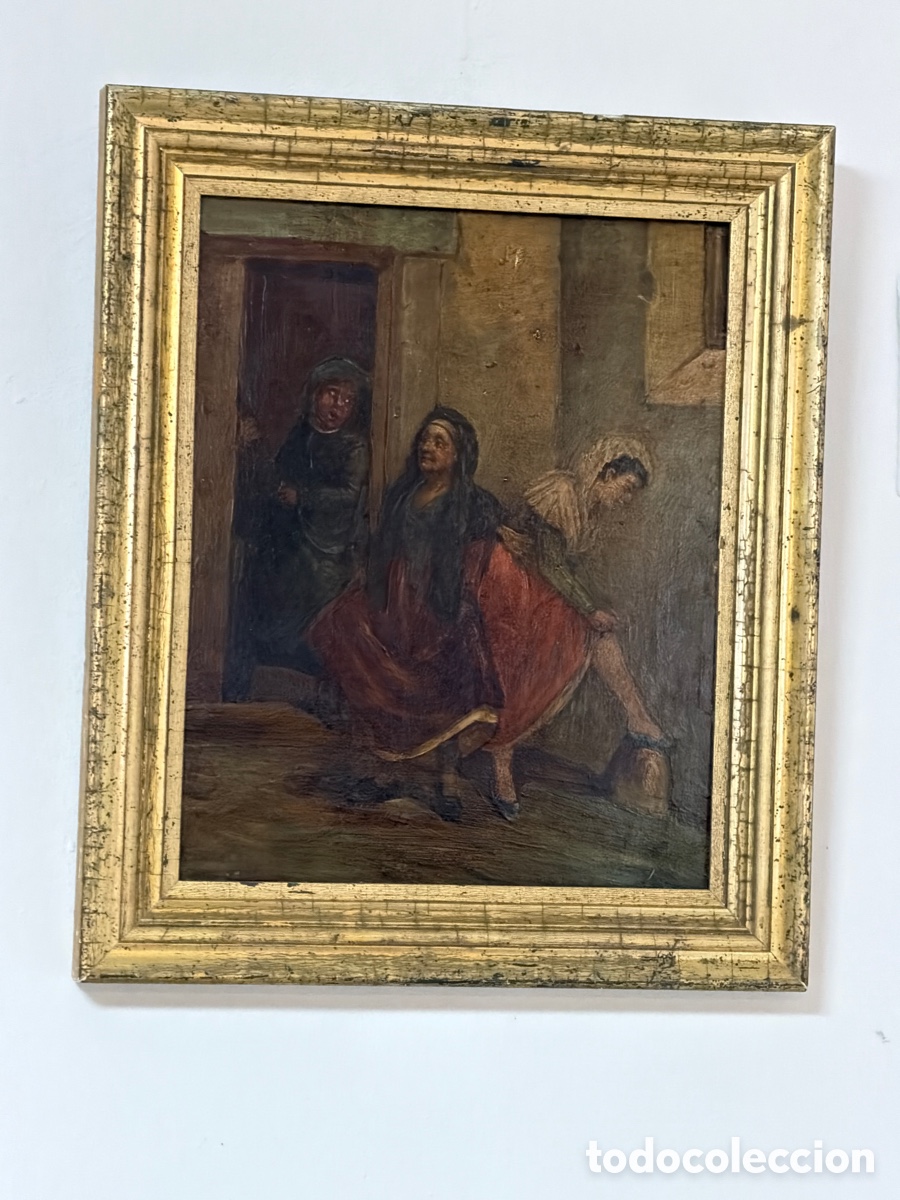 Arte: Oli&oacute; sobre tabla siglo XIX esc&aacute;ndalo