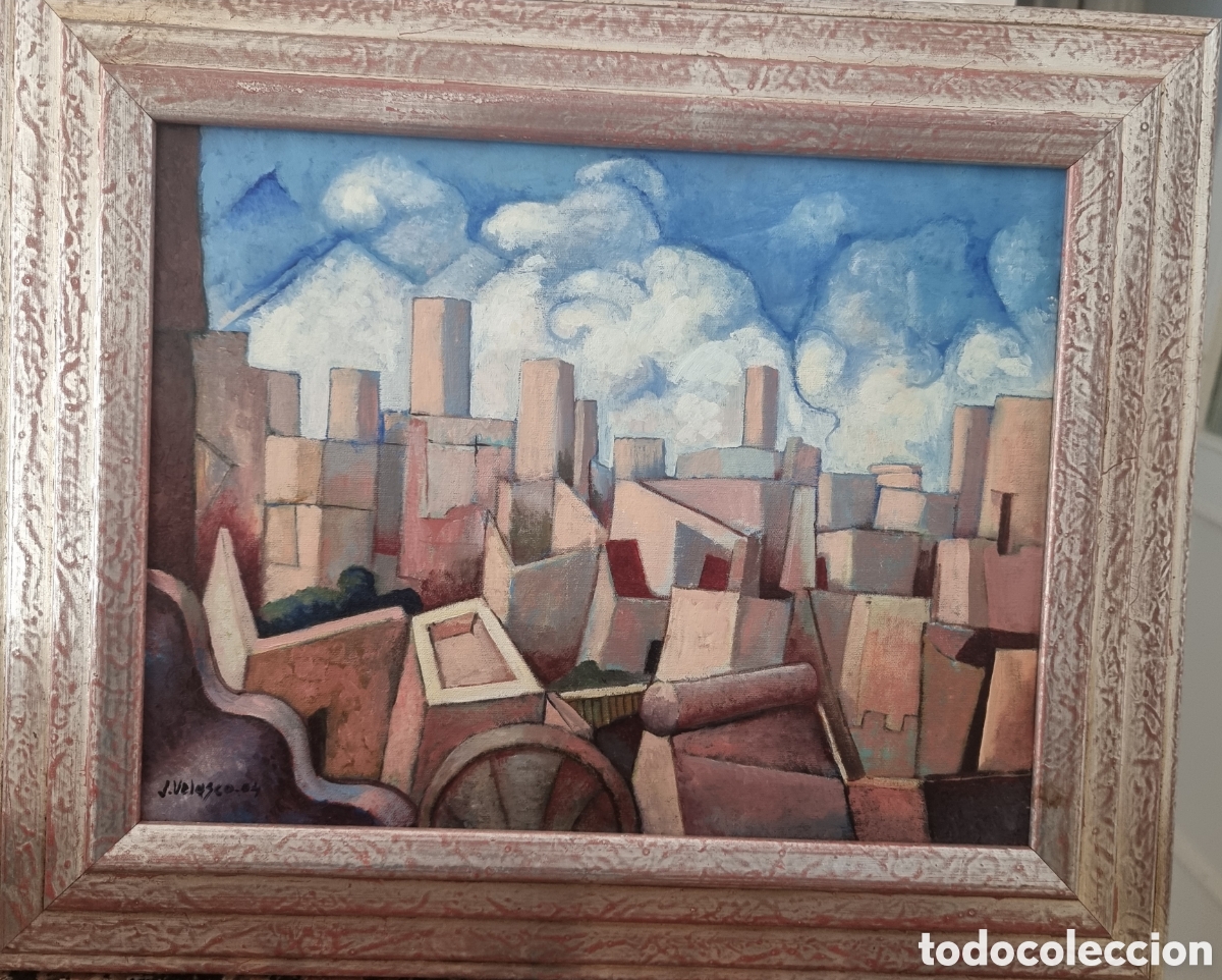 Arte: &Oacute;leo sobre tabla Jes&uacute;s Velasco Valladolid paisaje urbano joya ved fotos