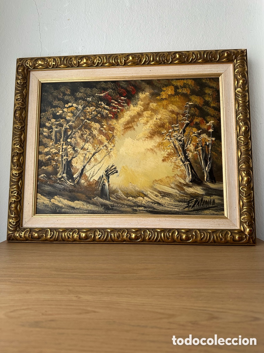 Arte: Cuadro al &oacute;leo sobre lienzo. paisaje oto&ntilde;al de Fausto Palencia