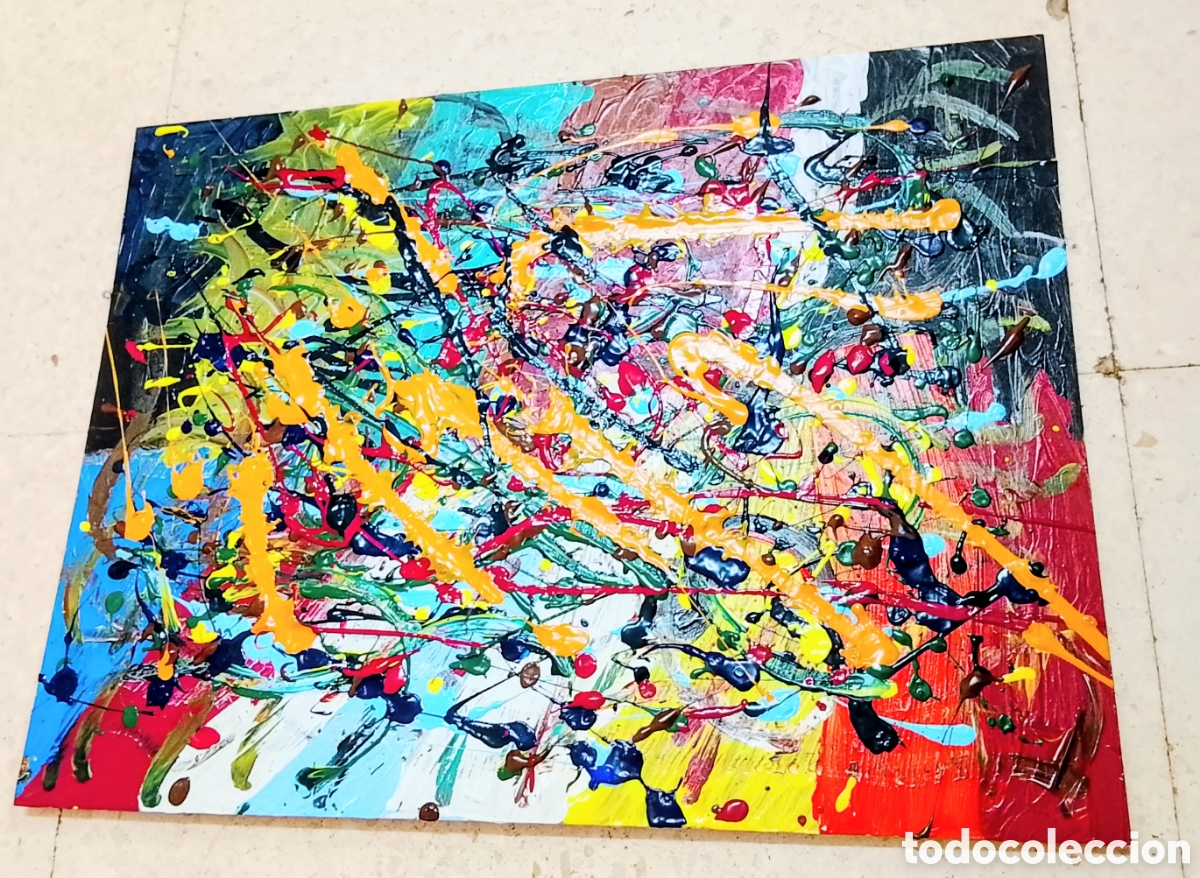 Arte: Cuadro abstracto pintado en madera - Foto 4
