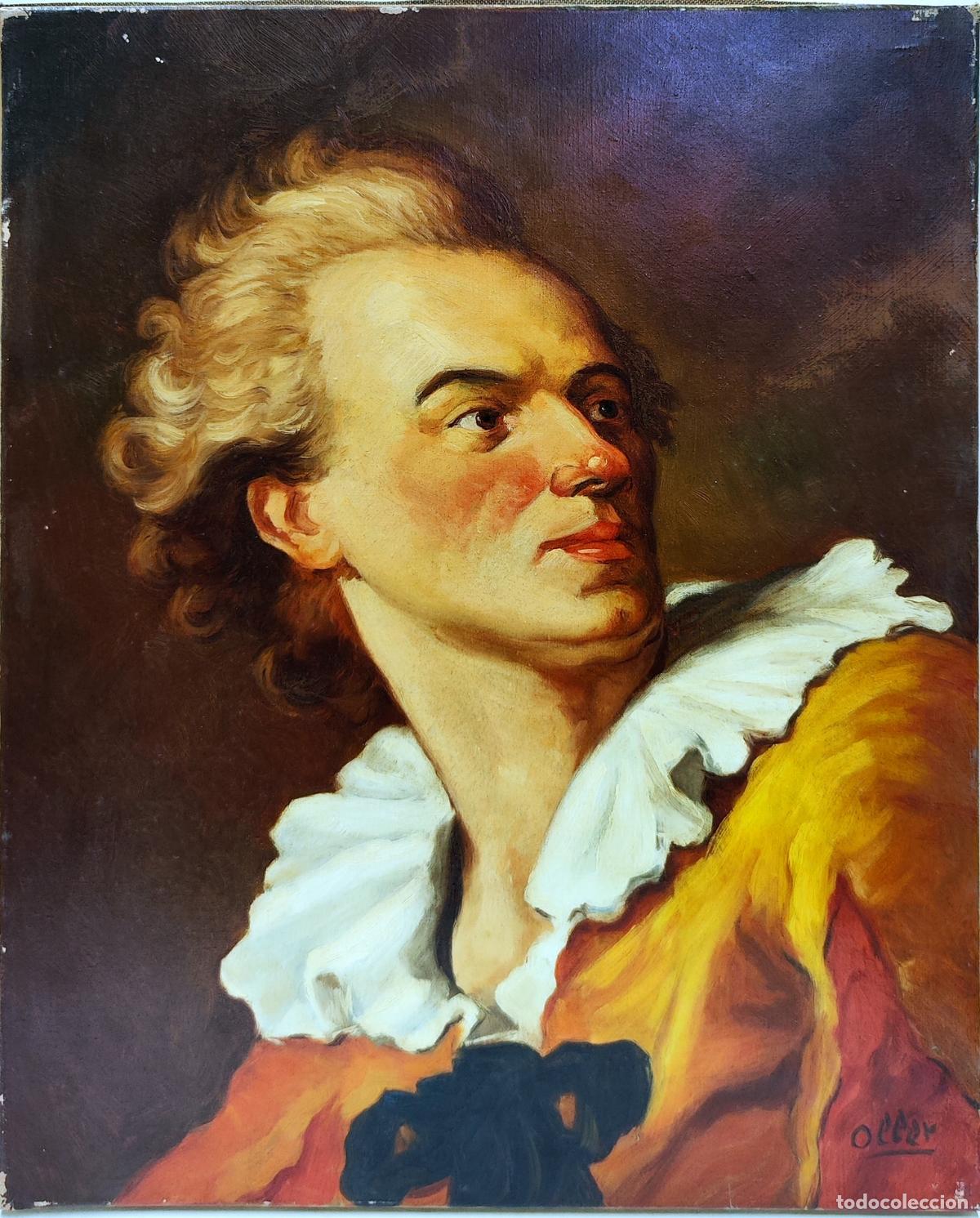 Arte: &Oacute;leo sobre lienzo. Retrato de caballero. Firmado Oller. 33 x 41 cm