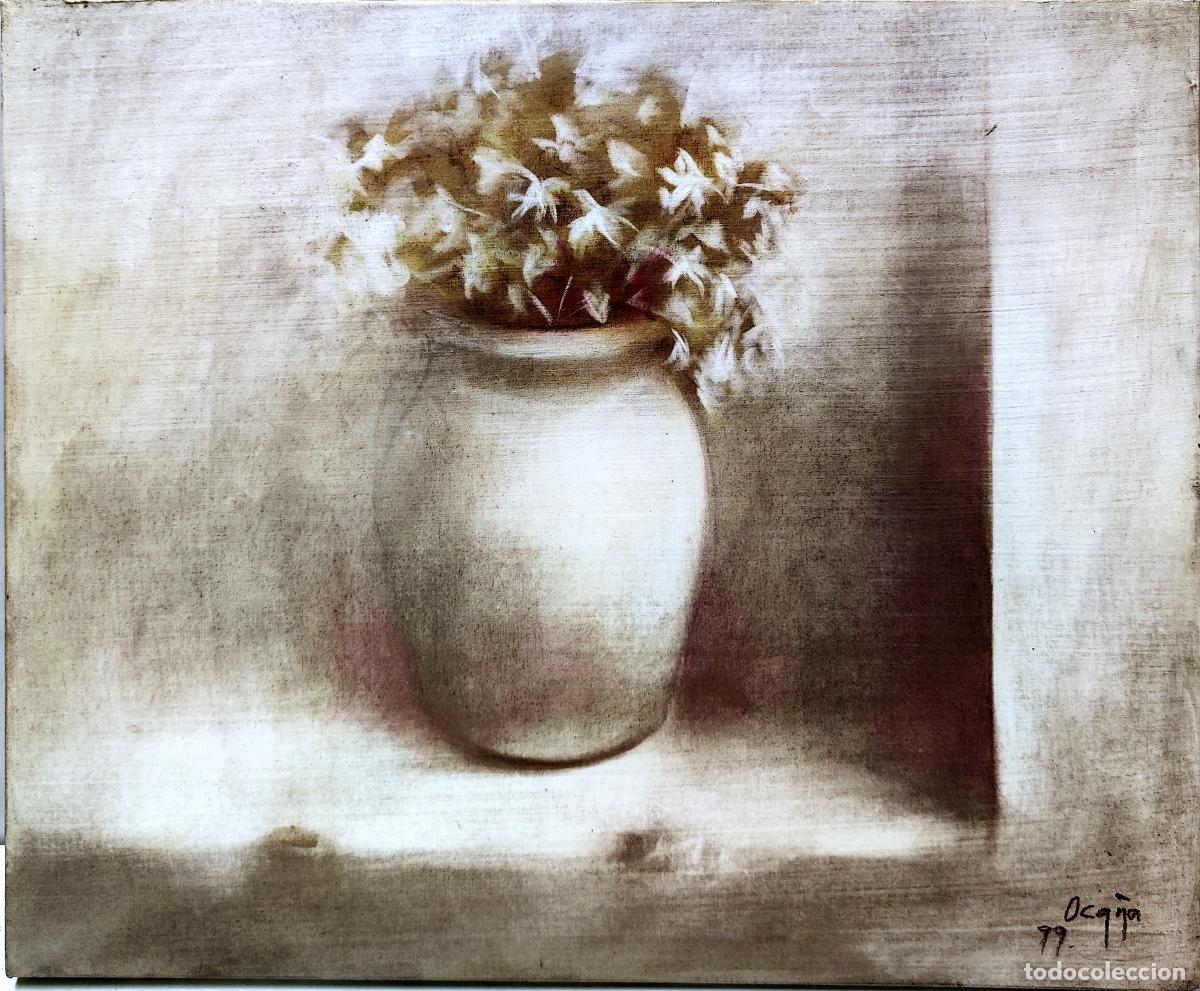 Arte: &Oacute;leo sobre lienzo. Naturaleza muerta. Oca&ntilde;a. 46 x 38 cm