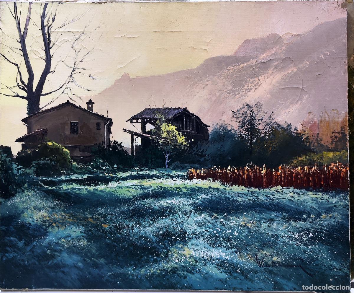 Arte: Oleo lienzo. Paisaje rural. Joan Vila Arimany. 46x38 cm