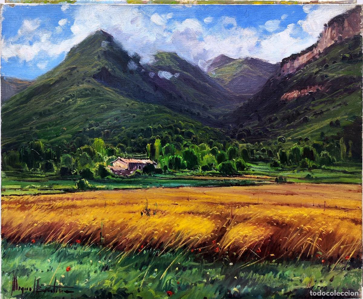 Arte: Oleo lienzo. Paisaje monta&ntilde;&eacute;s. Miguel Bretcha. 46 x 38 cm