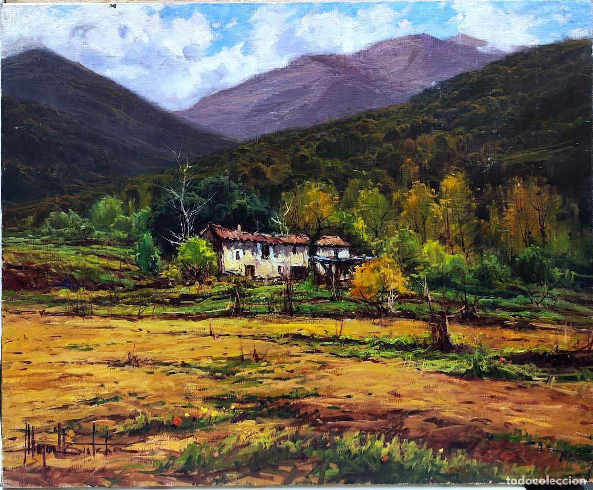 Kunst: &Oacute;leo sobre lienzo. Paisaje rural. Miguel Bretcha. 46 x 38 cm