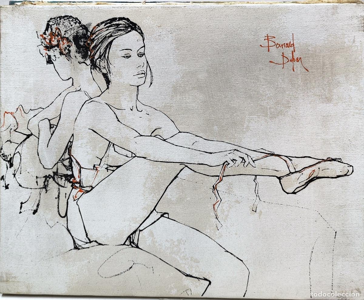 Art: &Oacute;leo sobre lienzo de Bernard Dufour. Dos figuras femeninas. 46 x 38 cm