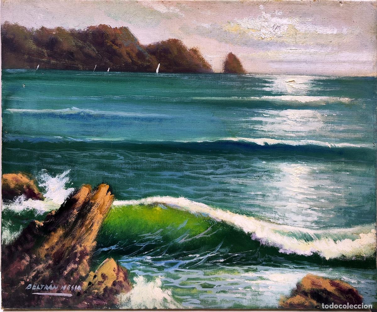 Arte: &Oacute;leo sobre lienzo. Paisaje marino. Enric Beltr&aacute;n Messa. 46x38 cm