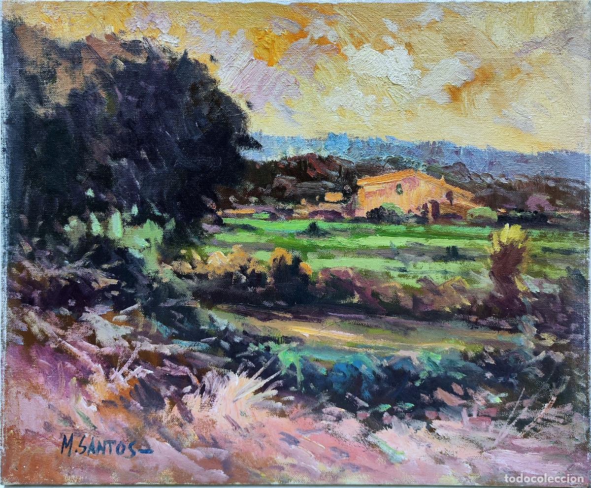 Arte: Paisaje rural. &Oacute;leo sobre lienzo. M. Santos. 46 x 38 cm