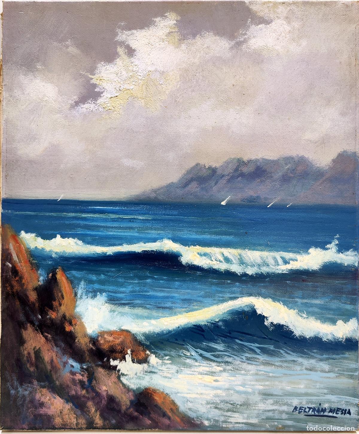 Arte: Oleo lienzo. Paisaje marino. Enric Beltr&aacute;n Messa. 38 x 46 cm