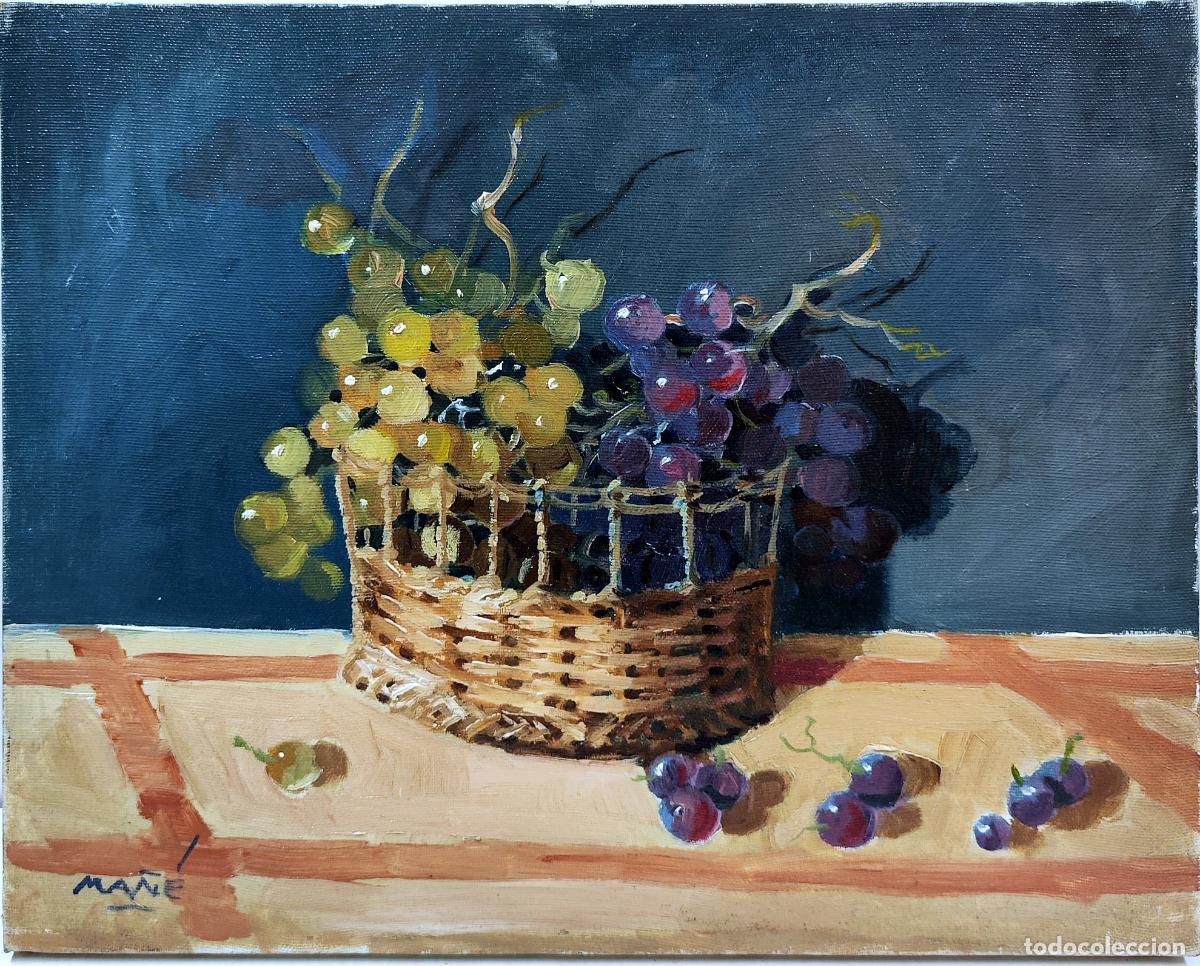 Arte: &Oacute;leo de Pablo Ma&ntilde;&eacute; Garz&oacute;n. Naturaleza muerta con uvas. 41 x 33 cm