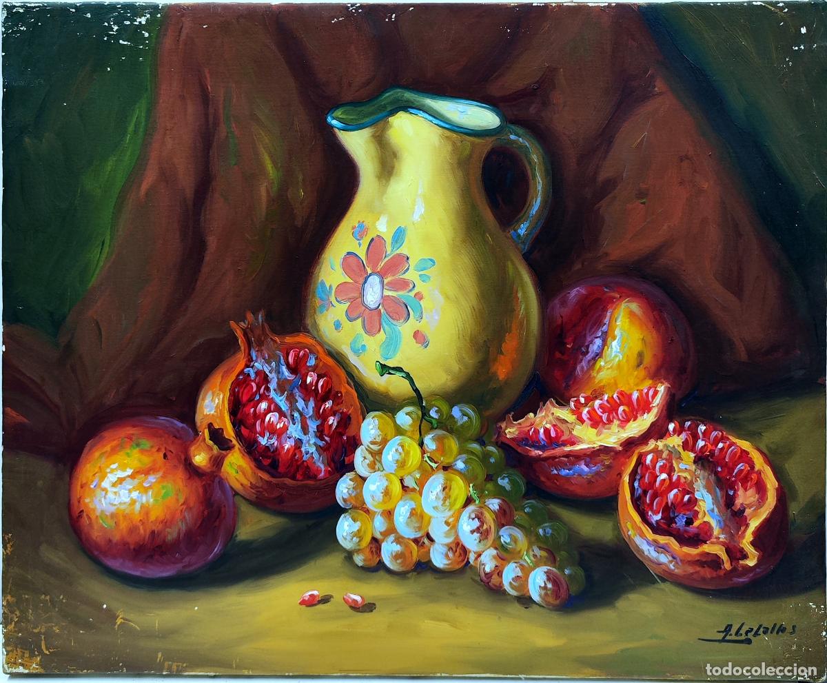 Arte: &Oacute;leo de Anselmo Ceballos. Naturaleza muerta con granadas y jarra