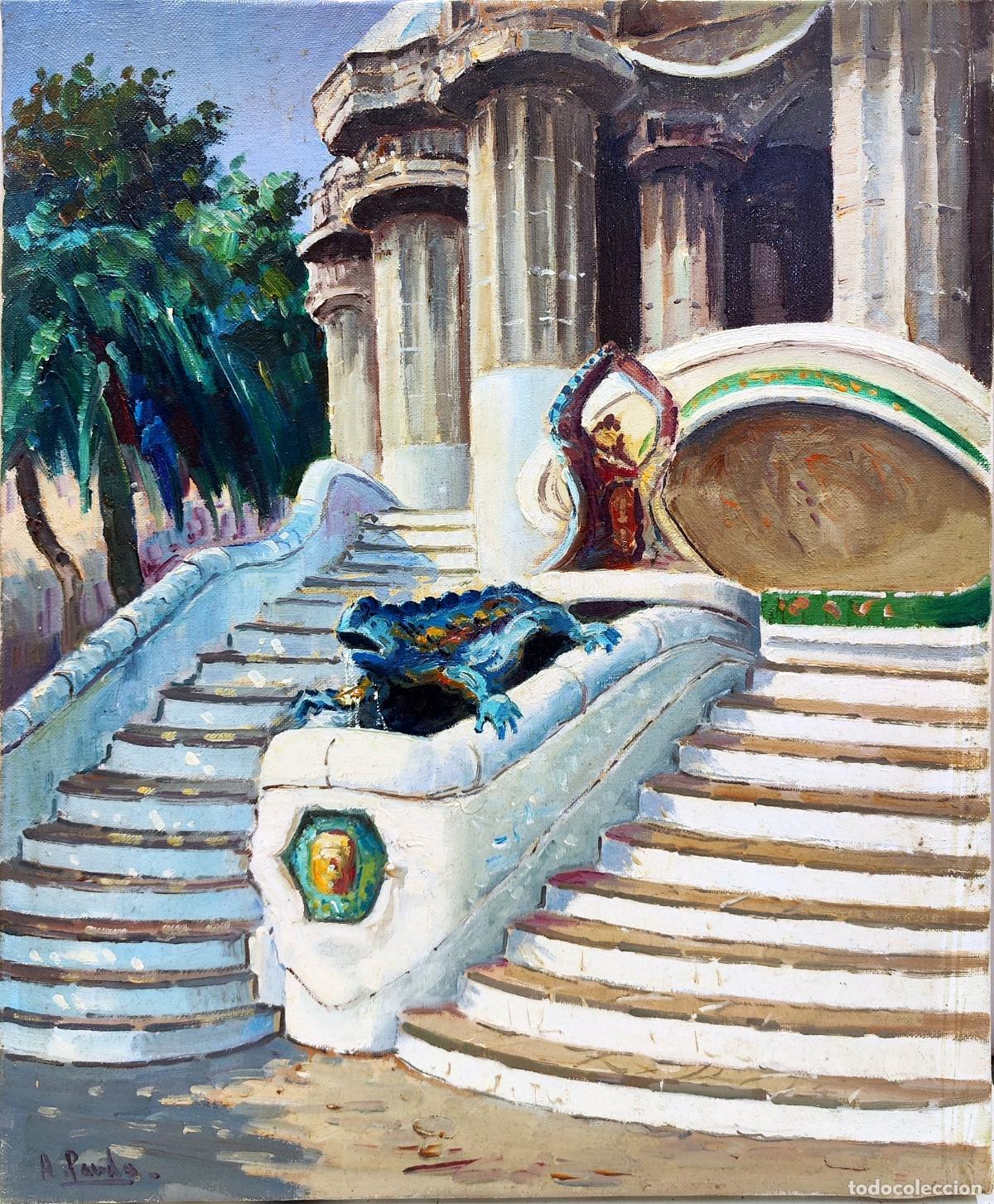 Arte: &Oacute;leo de Agust&iacute;n Pardo. Escalinata y rana. 38 x 46 cm
