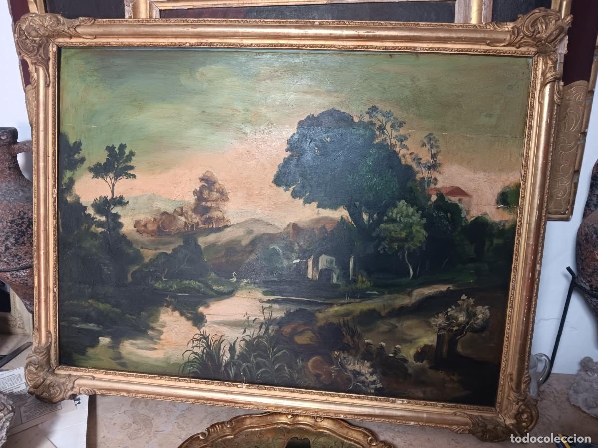 Arte: paisaje buc&oacute;lico de la escuela cl&aacute;sica europea, elaborado con la t&eacute;cnica de &oacute;leo sobre lienzo (o tab