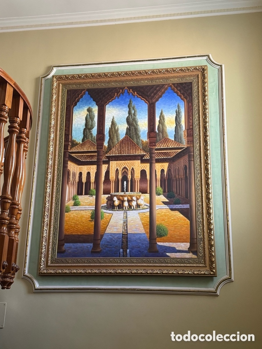 Arte: Cuadro del Patio de los Leones de la Alhambra &ndash; Pintor local granadino