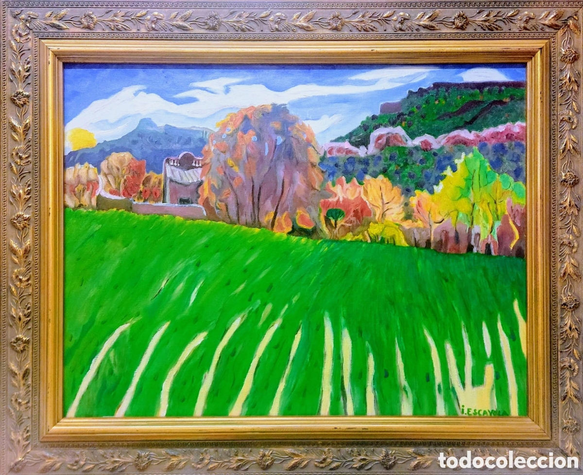 Arte: ESCAYOLA J. OLEO TELA PAISAJE 50X65 MAS EL MARCO