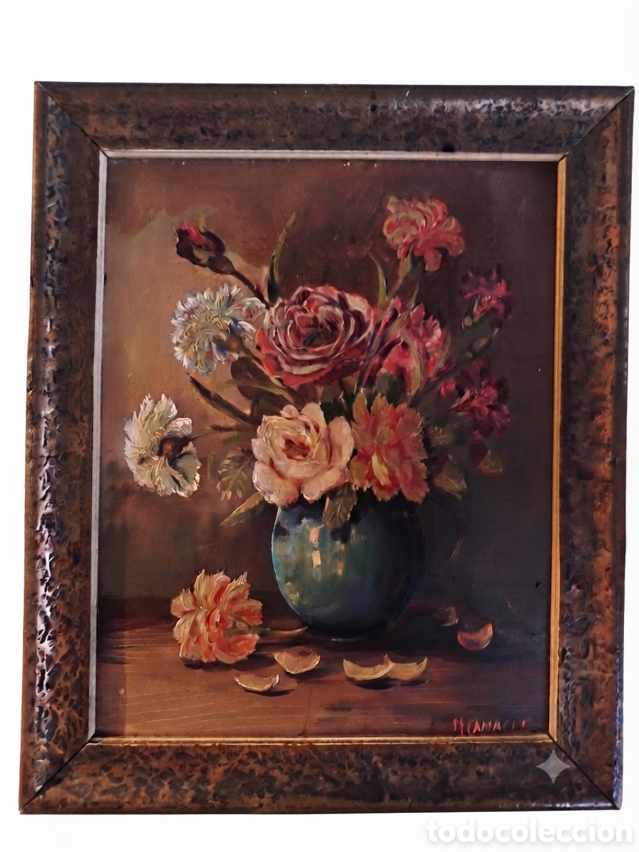 Arte: Cuadro &Oacute;leo Bodeg&oacute;n Floral Firmado