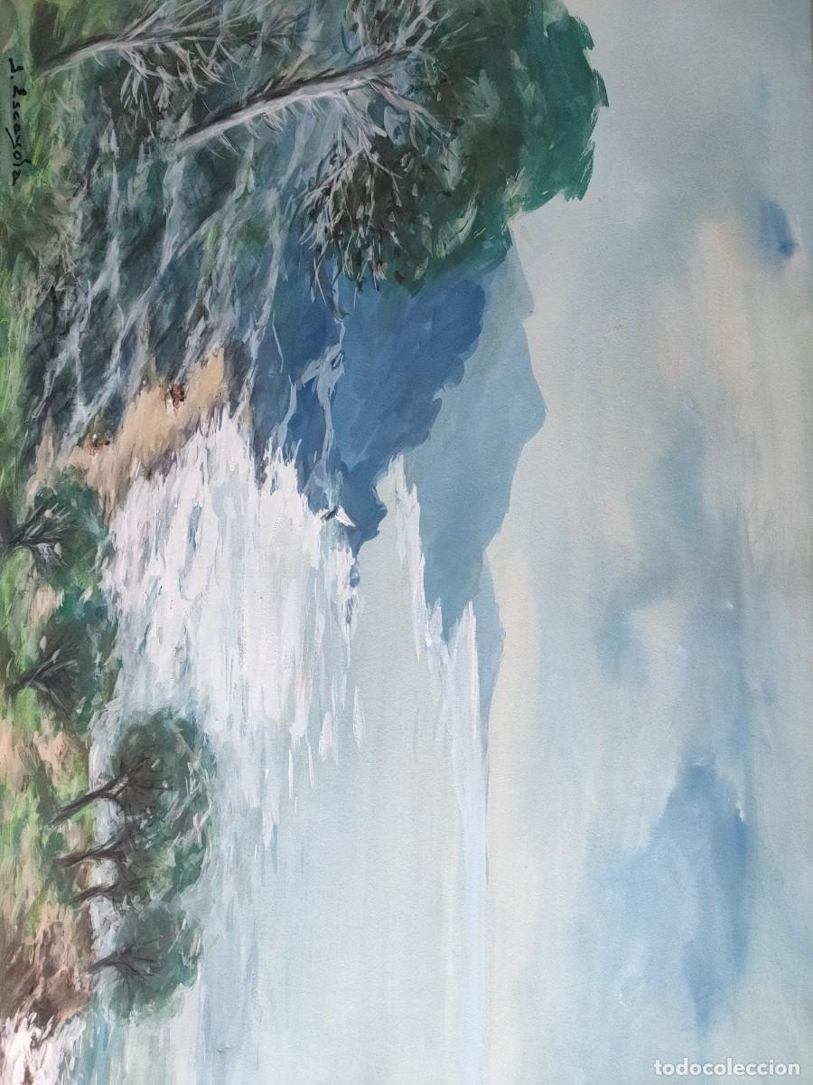 Arte: Joan Escayola t&eacute;cnica mixta sobre cartulina paisaje costero