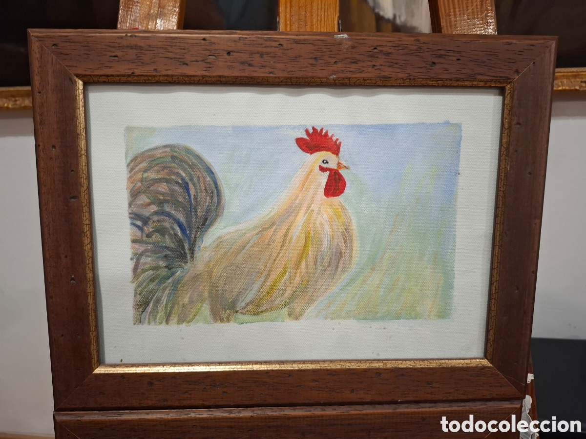 Arte: Cuadro al oleo pareja de gallinitas 35x27 - Foto 2