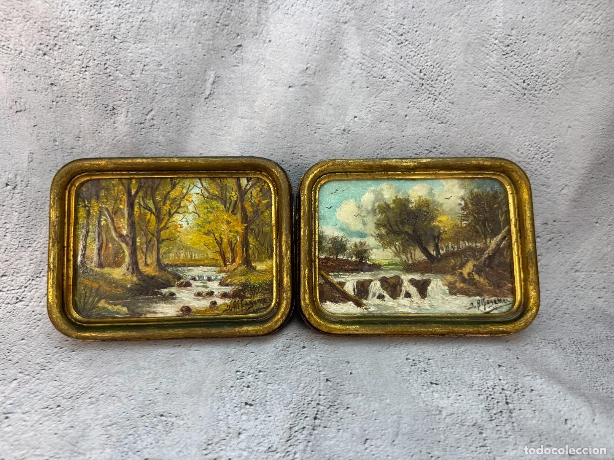 Arte: Pareja de pinturas de paisaje de finales del siglo XIX &ndash; principios del siglo XX &ndash; posible Jos&eacute; Arpa