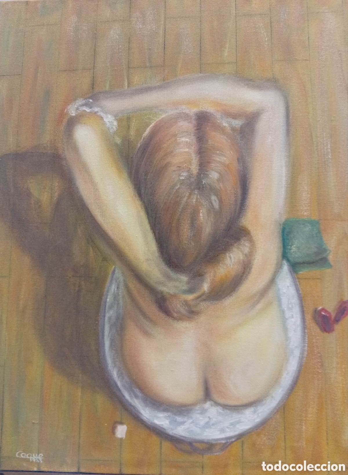 Arte: Pintura gallega oleo lienzo firmado Coque