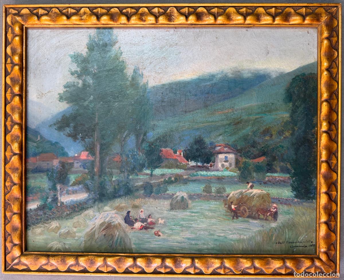 Arte: Manuel Garc&iacute;a Romero ,Hispaleto hijo ,&oacute;leo cart&oacute;n Cabu&eacute;rniga Cantabria , 1925 , Saja-Nansa , R797