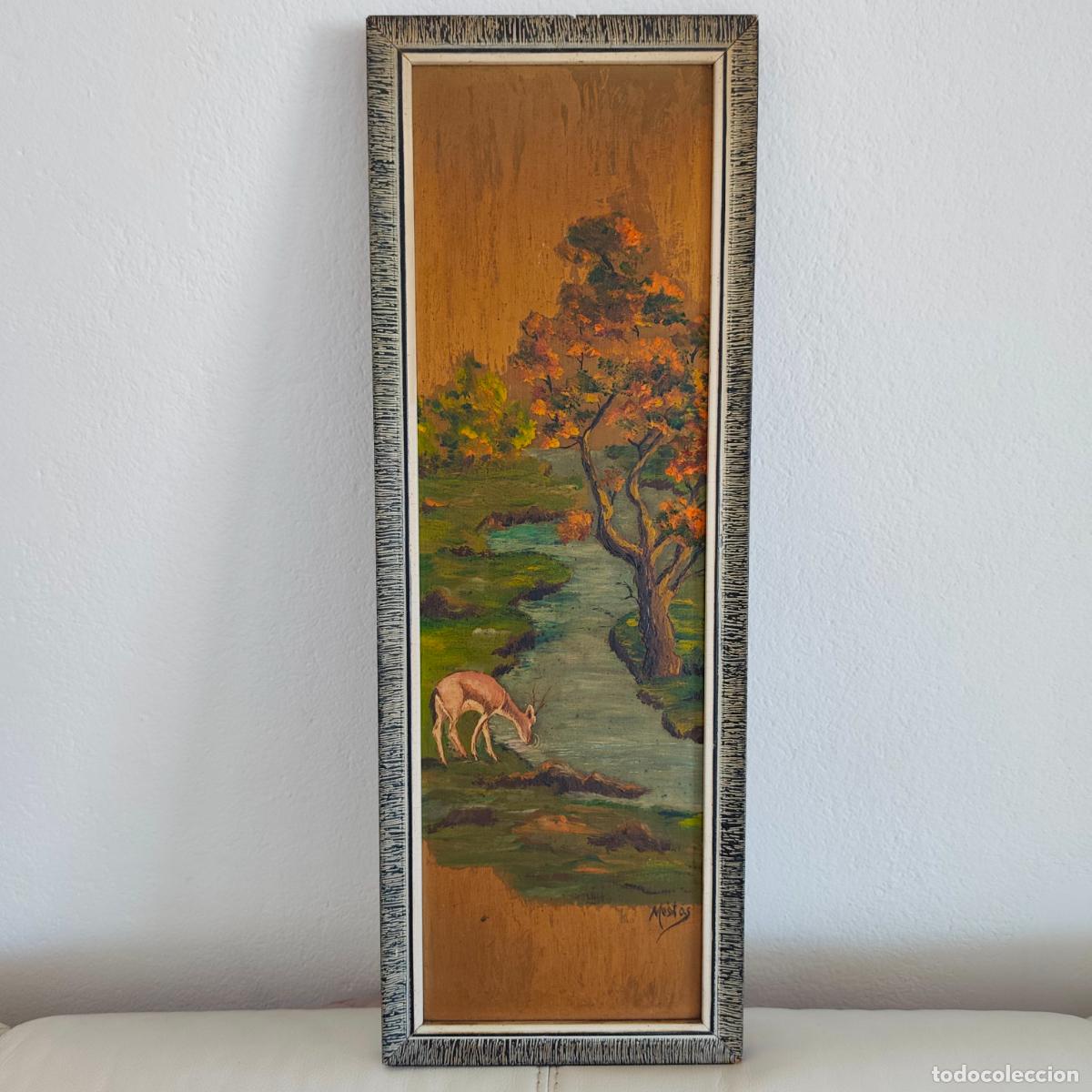 Arte: Cuadro al oleo costumbrista/paisaj&iacute;stico de MASTES 64 x 23 cm