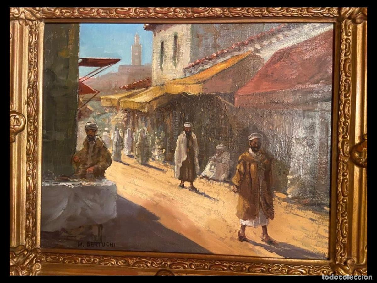 Arte: Oleo/lienzo .Mariano BERTUCHI -35x40 cent&iacute;metros &ldquo;zoco &aacute;rabe&rdquo;