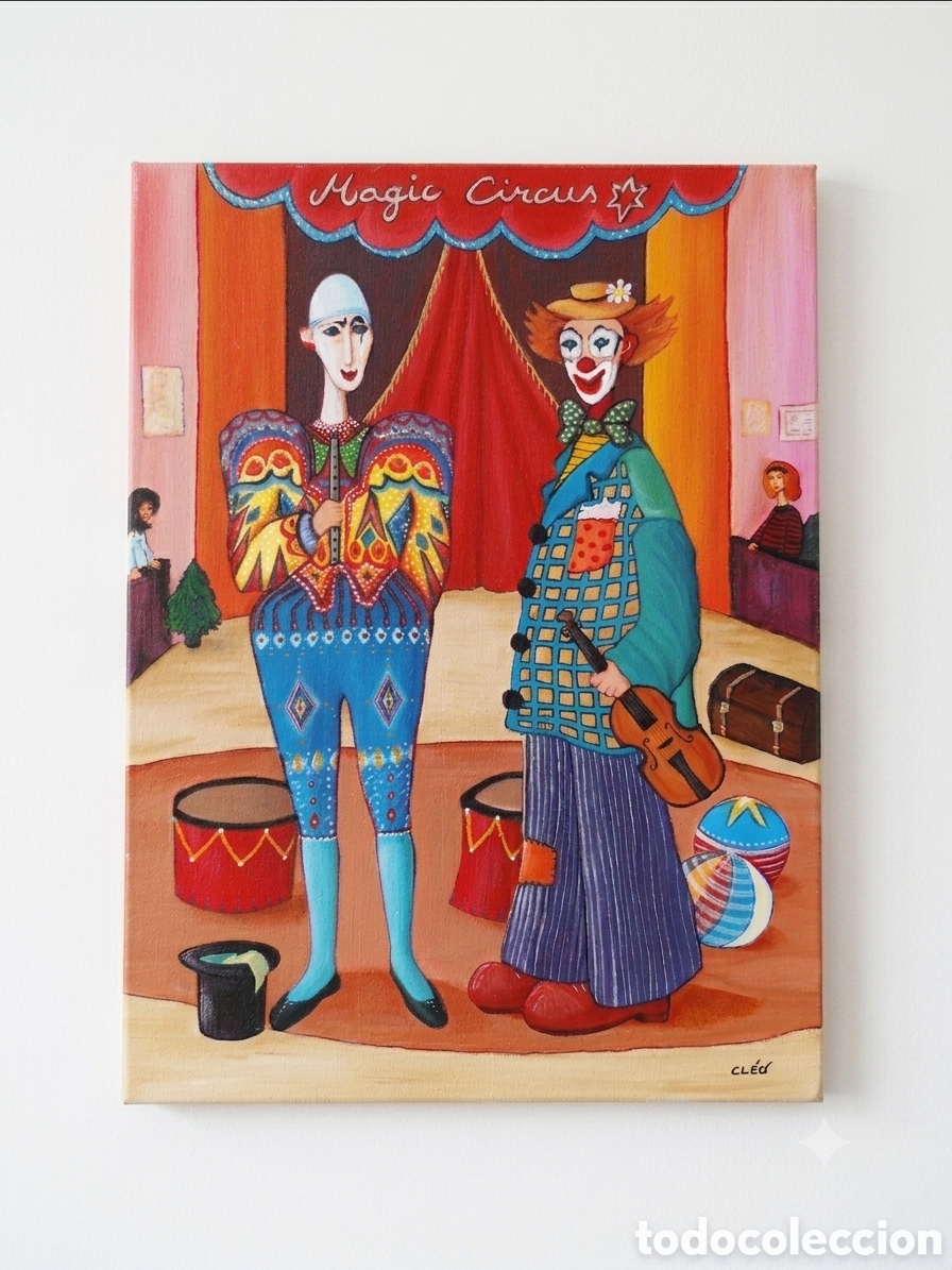 Arte: Precioso cuadro de la artista Naif Cleo Bataille titulada &rdquo;Magic Circus&rdquo;