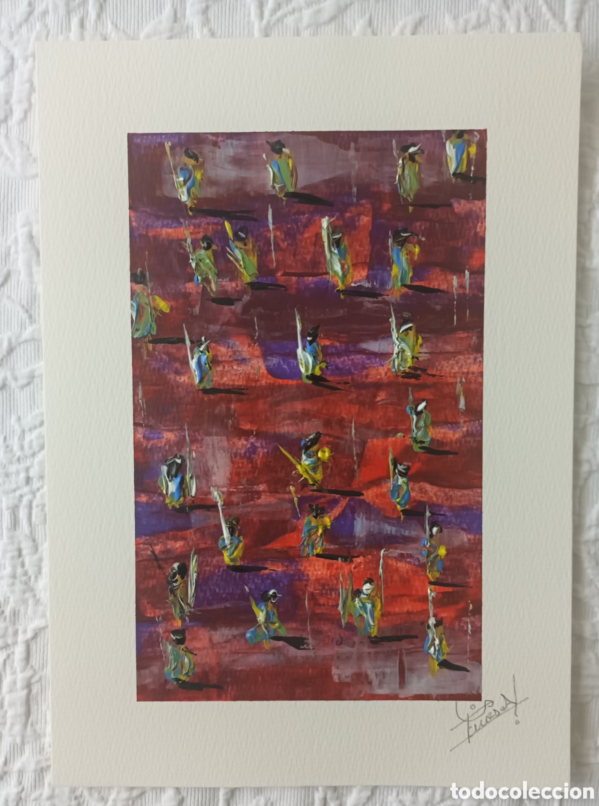 Arte: Pintura acr&iacute;lico abstracto 21x29 cm (hecho a mano]