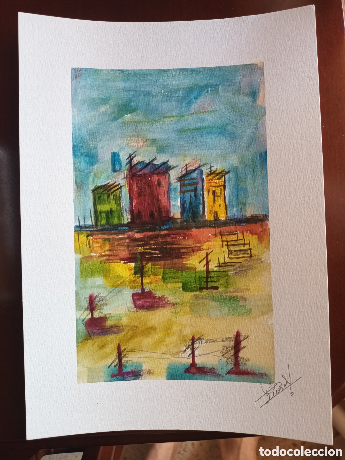 Arte: Acuarela original expresionista 21x29 cm en papel acuarela 300gr
