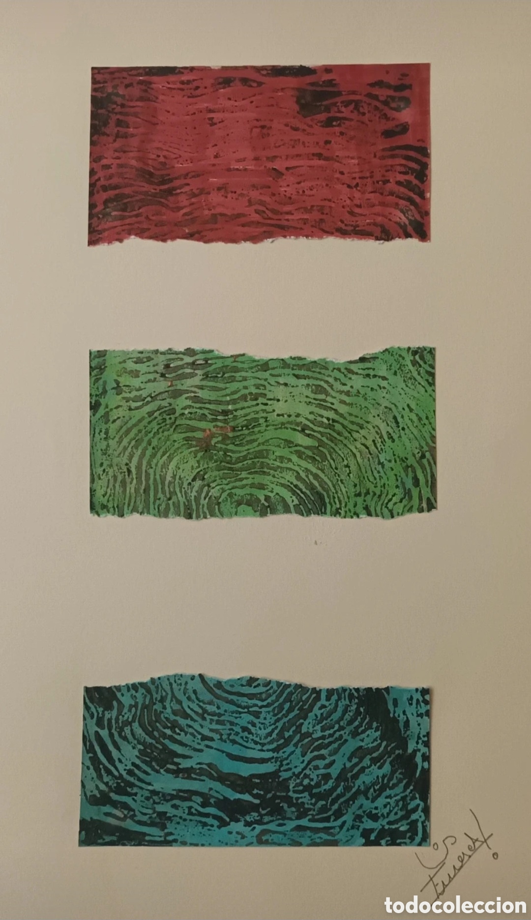Arte: Collage abstracto orginal 21x29 cm grabado pintado(hecho a mano)