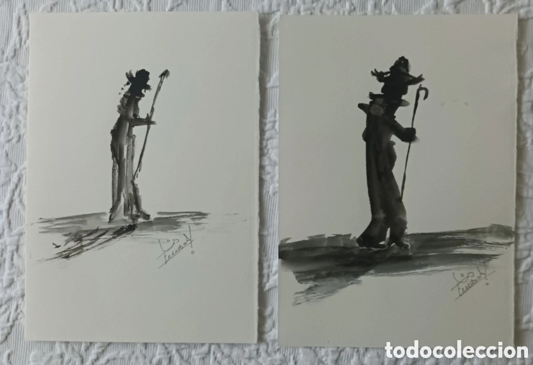 Arte: Dos acuarela 21x15cm pintadas a mano en papel acuarela 300gr
