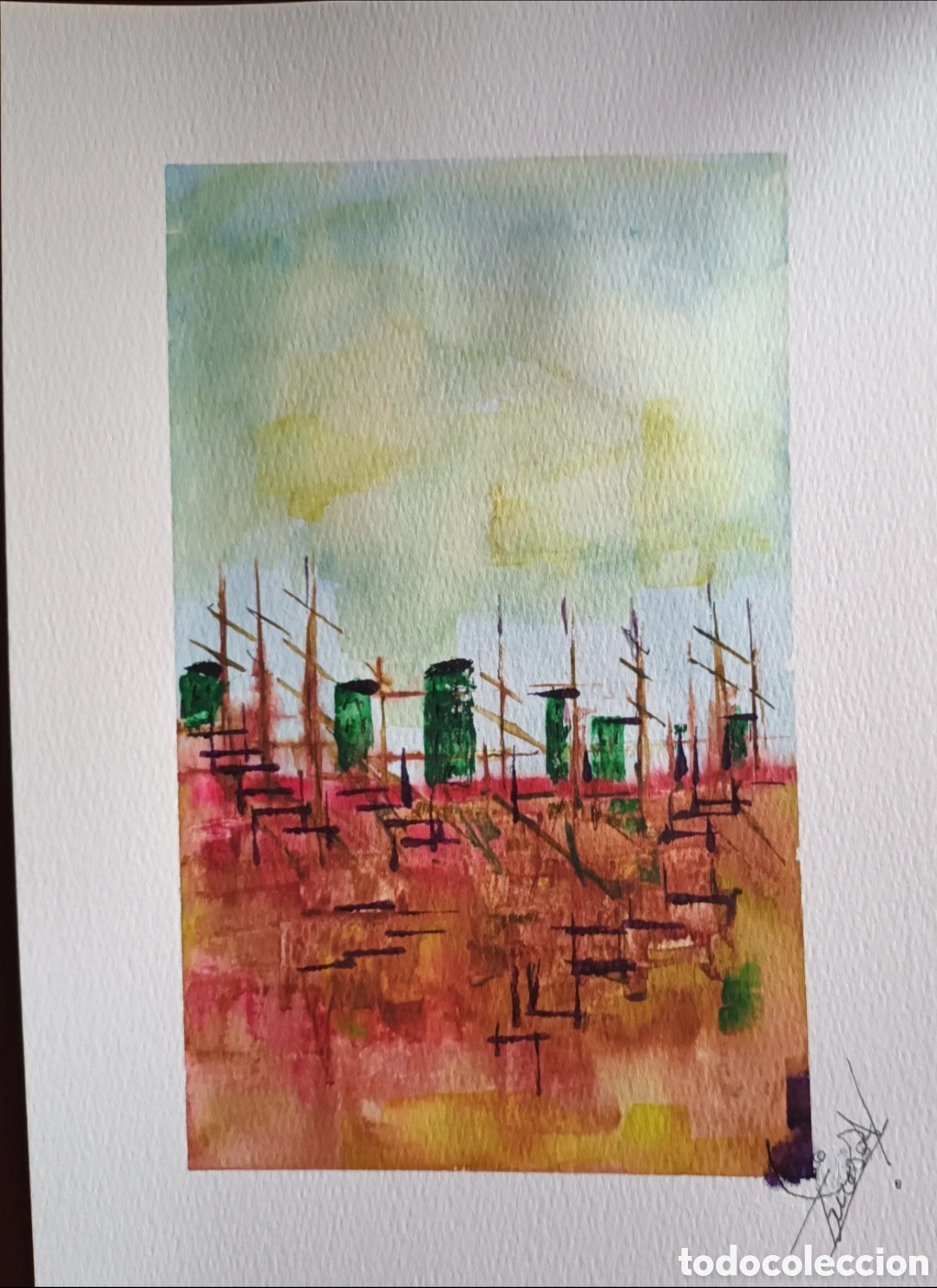 Arte: Acuarela original abstracta 21x29cm original (hecho a mano)