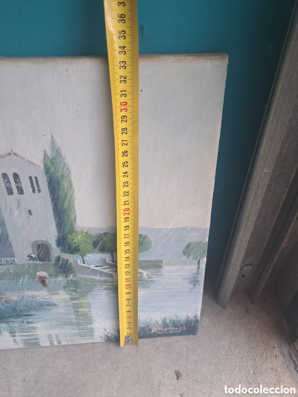 Arte: Jml Cuadro lienzo oleo pintura edificio rio A. Martinez - Foto 4