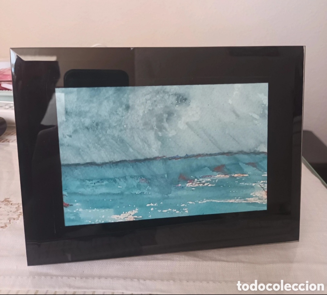 Arte: Acuarela original en marco de cristal 15x20cm