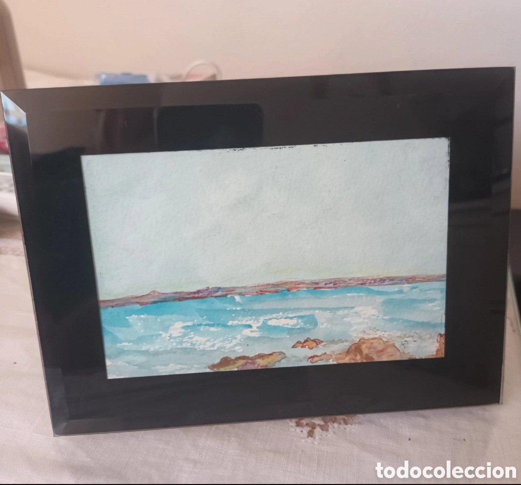 Arte: Acuarela original en marco de cristal 15x20cm