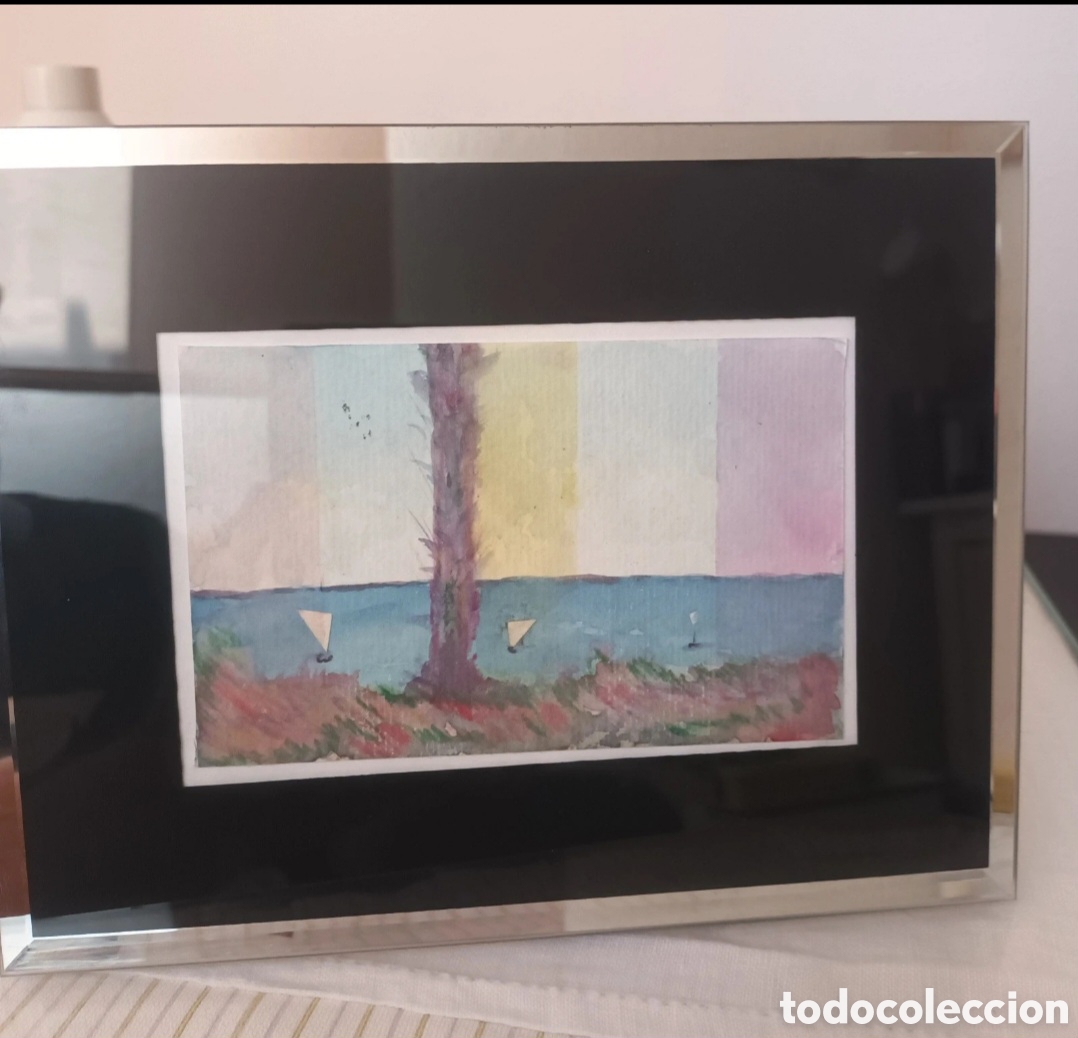 Arte: Acuarela original en marco de cristal 22x17cm