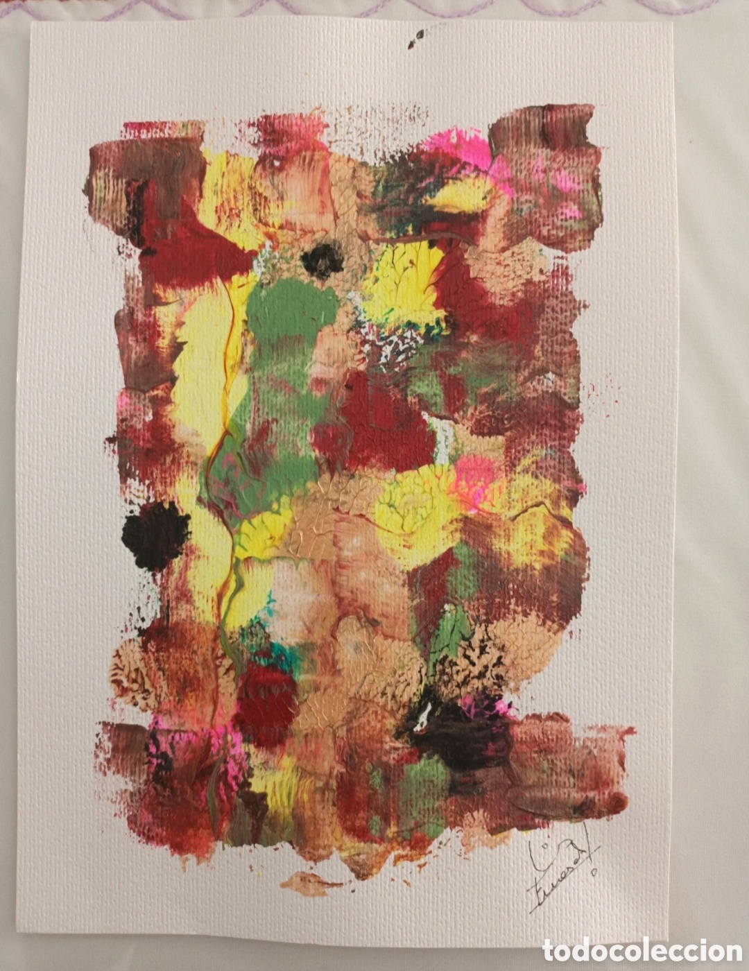 Arte: Pintura acr&iacute;lico abstracto 21x29 cm (hecho a mano]