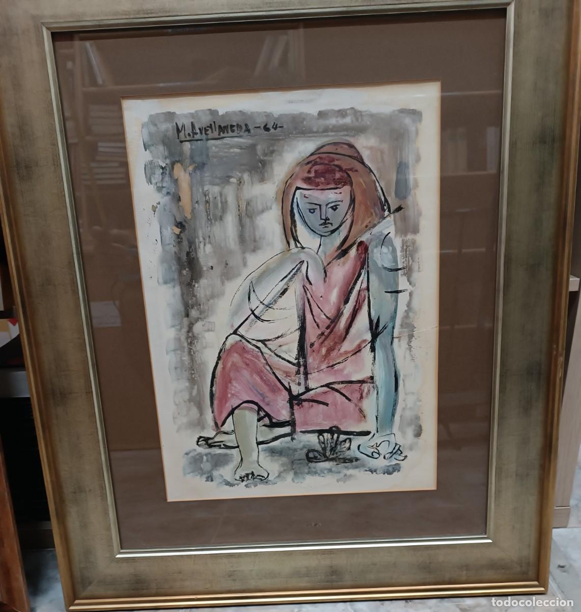 Arte: Cuadro del pintor murciano Manuel Avellaneda 35X48. Marco 65X78