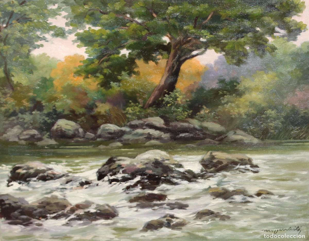 Kunst: MIGUEL MARTINEZ VERCHILI (1898 - 1989) OLEO SOBRE TELA. LUZ ENTRE LOS ARBOLES