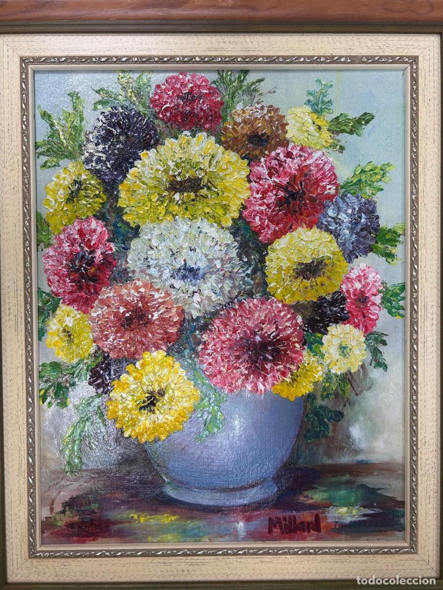 Arte: Dalias, Oleo sobre lienzo firmado Millard