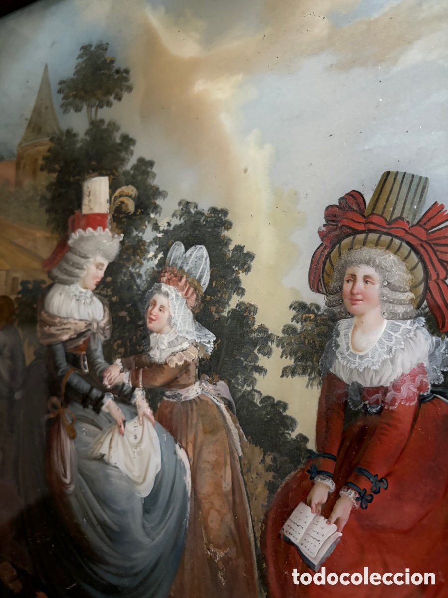 Arte: Tres pinturas bajo vidrio siglo XVIII