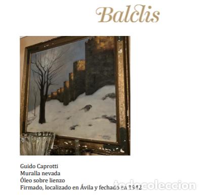 Arte: &Oacute;leo original Guido Caprotti - Muralla nevada de &Aacute;vila (1942) - Catalogado en Balclis